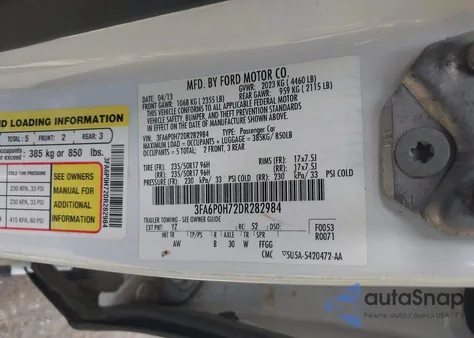 2013 Ford Fusion Se из США, поврежденный, VIN 3FA6P0H72DR282984